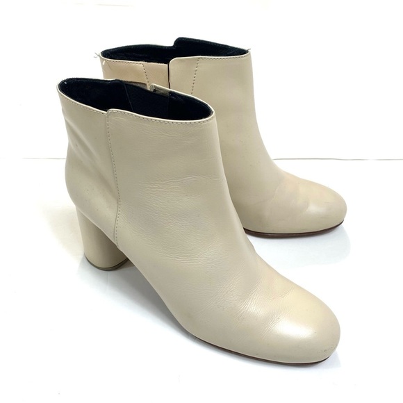 Rachel Comey Leather Ankle Block Heel Boots In Cream Size 8 - Picture 11 of 12